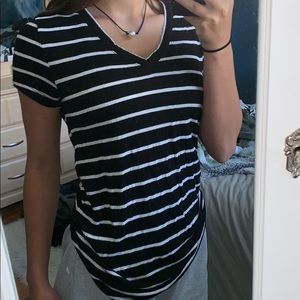Zenana outfitters striped black and white shirt
